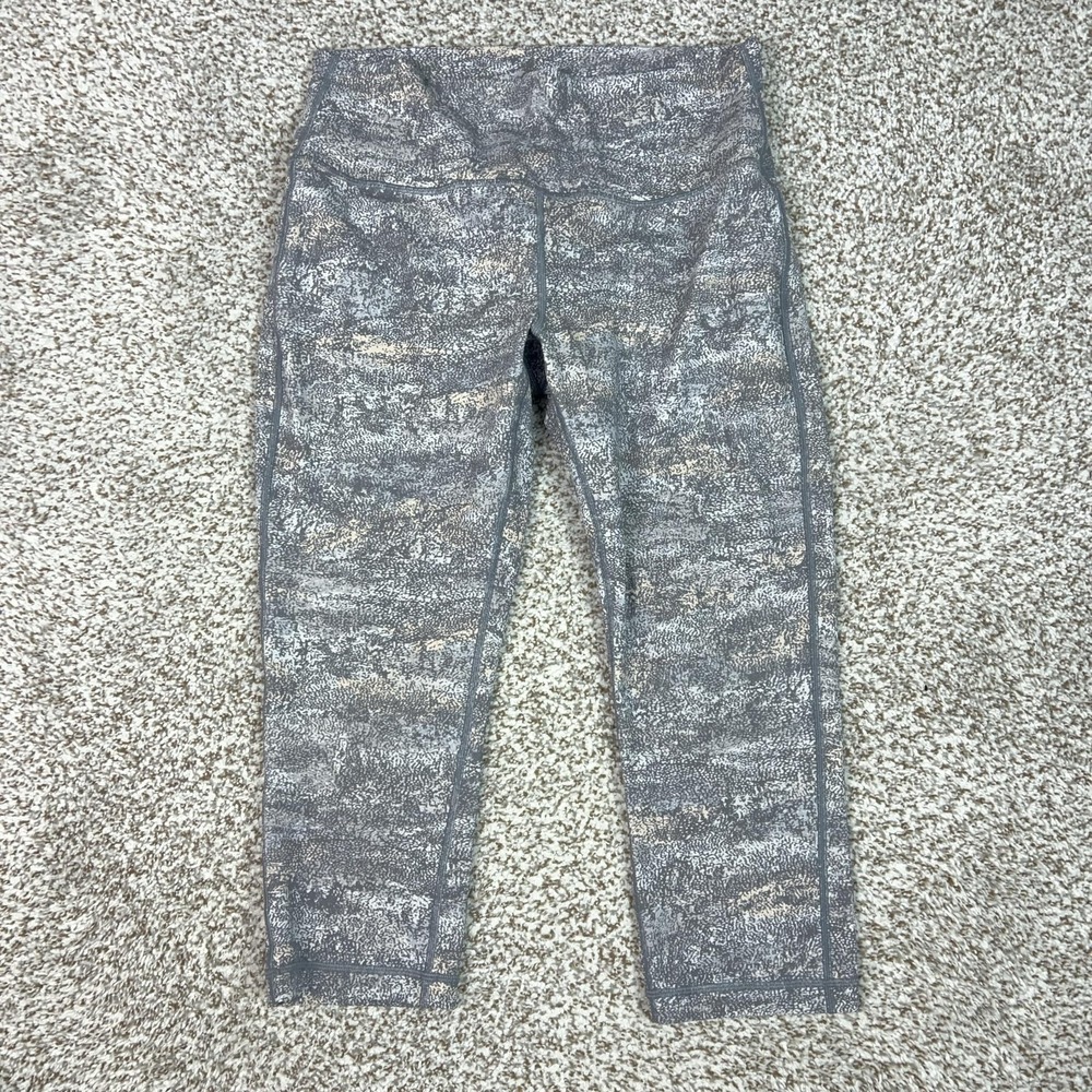 Lululemon Pants Womens 12 Gray Cropped Leggings Spotted Yoga Wunder Under HR